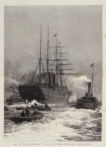 Op weg naar de Antipoden, een P&O-stoomboot die de Theems afvaart